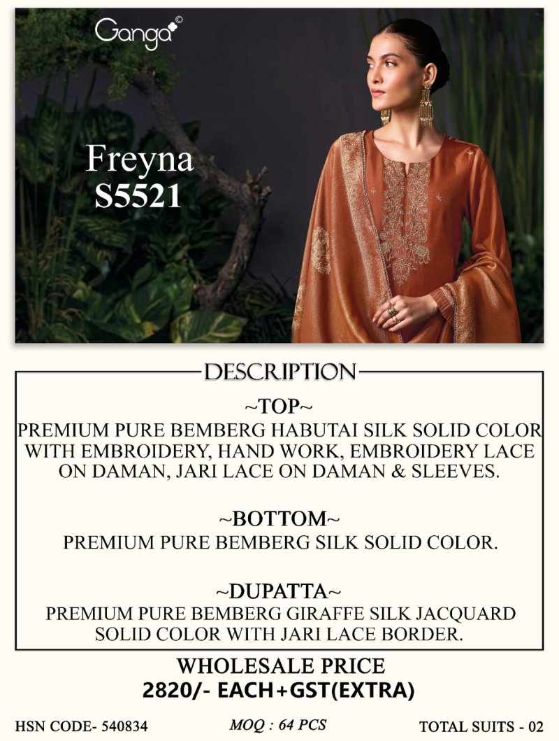 Freyna 5521 By Ganga Bemberg Habutai Silk Salwar Kameez